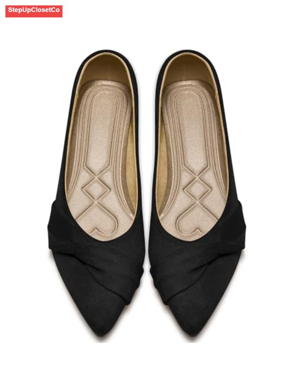 Women's Pointed Toe Suede Bow Ballet Flats - Slip On Dress Shoes